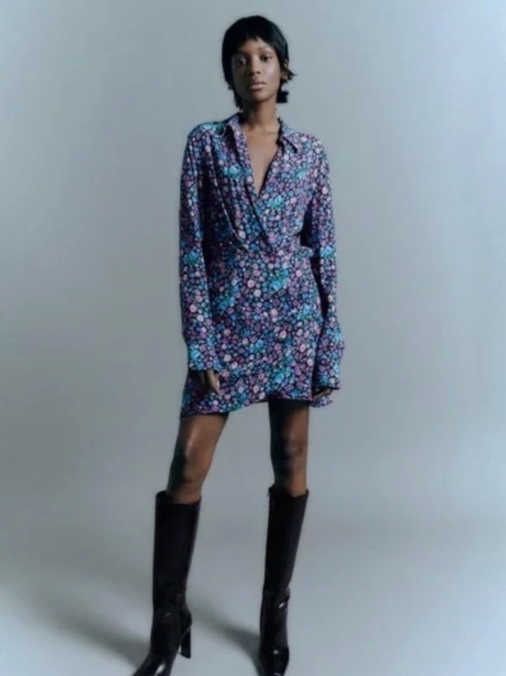 Zara Purple Floral Wrap Dress
